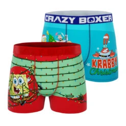 CRAZYBOXER SpongeBob Krab & Light Men's Boxer Briefs (2 Pack)