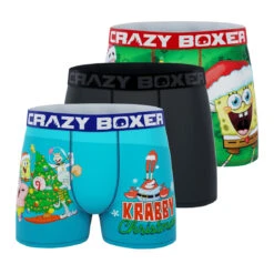 CRAZYBOXER SpongeBob Holiday Men's Boxer Briefs (3 Pack)