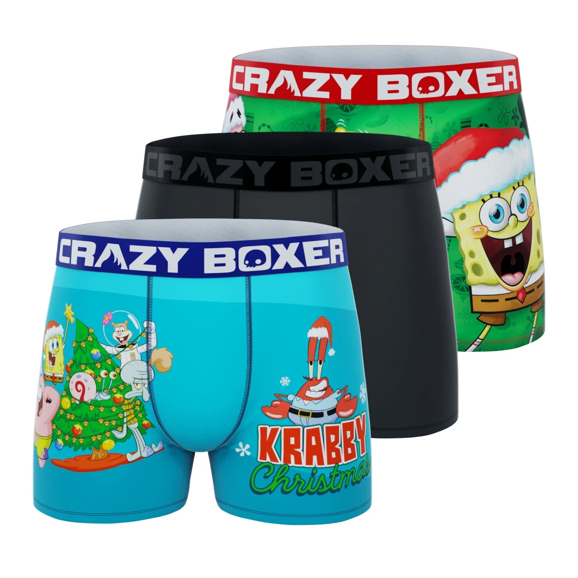 CRAZYBOXER SpongeBob Holiday Men's Boxer Briefs (3 Pack) 3 CRAZYBOXER SpongeBob Holiday Men's Boxer Briefs (3 Pack)