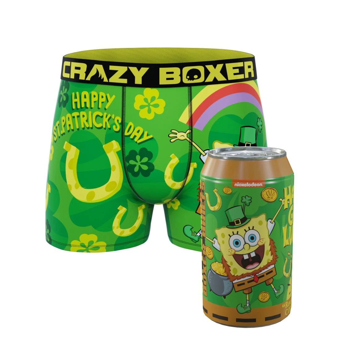CRAZYBOXER Men's Spongebob Squarepants St Patrick Soft Boxer Briefs (Creative Packaging) 3 CRAZYBOXER Men's Spongebob Squarepants St Patrick Soft Boxer Briefs (Creative Packaging)