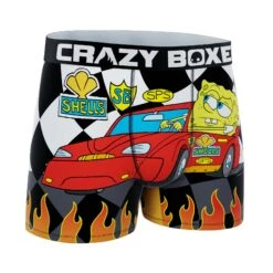 CRAZYBOXER Spongebob Racing Flames Men's Boxer Briefs -Crazyboxer Sales Store CBSPB01BURN 3