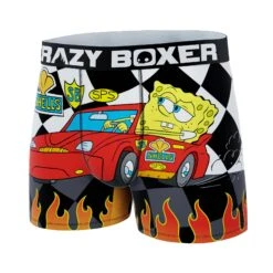 CRAZYBOXER Spongebob Racing Flames Men's Boxer Briefs -Crazyboxer Sales Store CBSPB01BURN 4