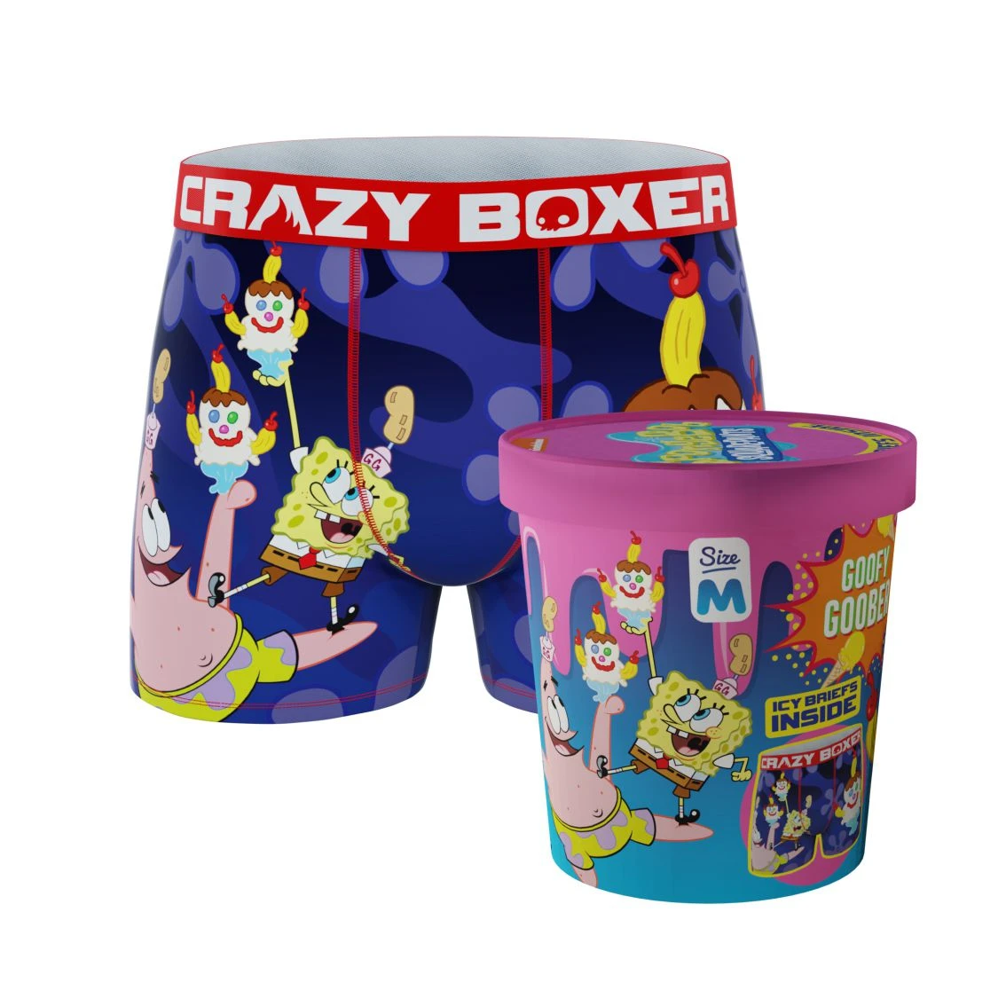 CRAZYBOXER SpongeBob Face Men's Boxer Briefs (Creative Packaging)) 3 CRAZYBOXER SpongeBob Face Men's Boxer Briefs (Creative Packaging))