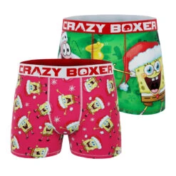 CRAZYBOXER Spongebob Happy Holidays Men's Boxer Briefs (2 Pack)