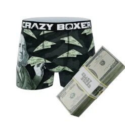 CRAZYBOXER Money Dollars Box Men's Boxer Briefs (Creative Packaging)