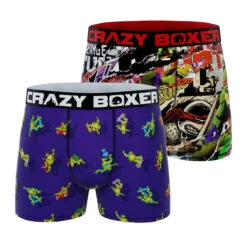 CRAZYBOXER Ninja Turtles Skateboard & Medley Men's Boxer Briefs (2 Pack)