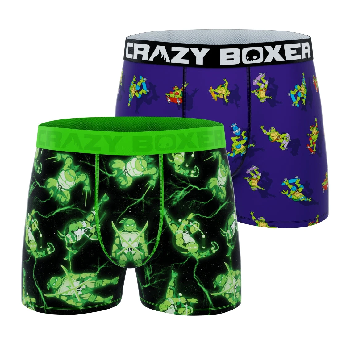 CRAZYBOXER Ninja Turtles Green Power Skateboard Men's Boxer Briefs (2 Pack) 3 CRAZYBOXER Ninja Turtles Green Power Skateboard Men's Boxer Briefs (2 Pack)