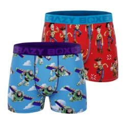 CRAZYBOXER Disney Toy Story Woody + Lighting Buzz Men's Boxer Briefs (2 Pack)