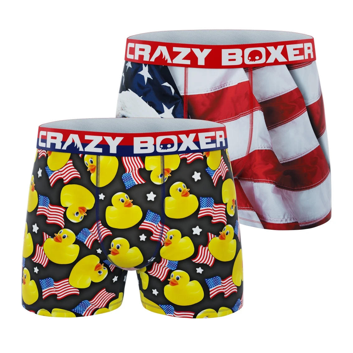 CRAZYBOXER Men's USA Flags Ducky Boxer Briefs (2 Pack) 3 CRAZYBOXER Men's USA Flags Ducky Boxer Briefs (2 Pack)