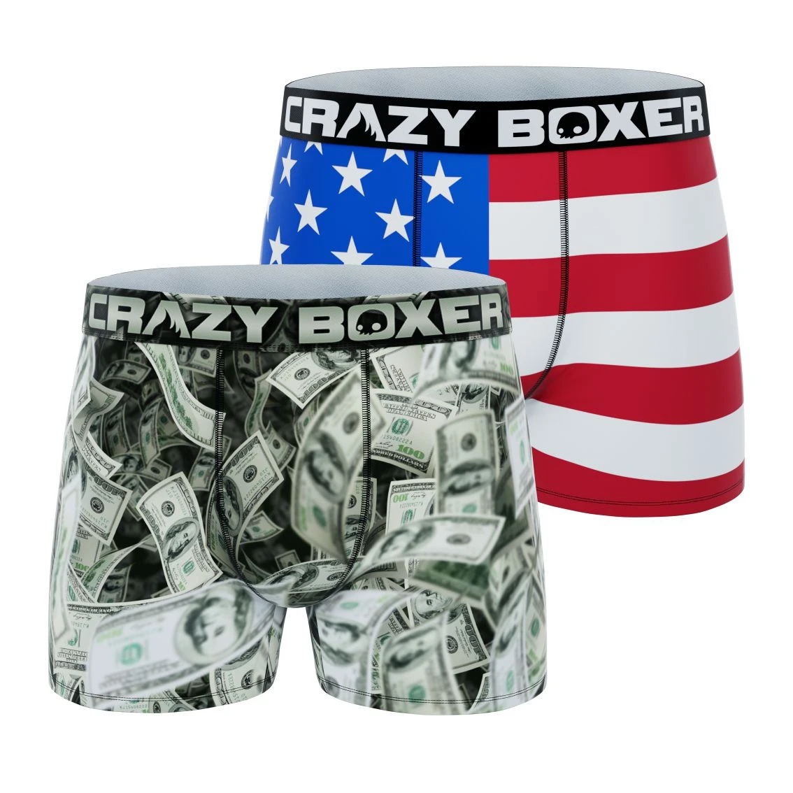 CRAZYBOXER America Money-Flag Men's Boxer Briefs (Pack 2) 3 CRAZYBOXER America Money-Flag Men's Boxer Briefs (Pack 2)