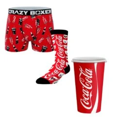 CRAZYBOXER Coca-Cola Polar Bear Men's Boxer Briefs And Socks (Creative Packaging)