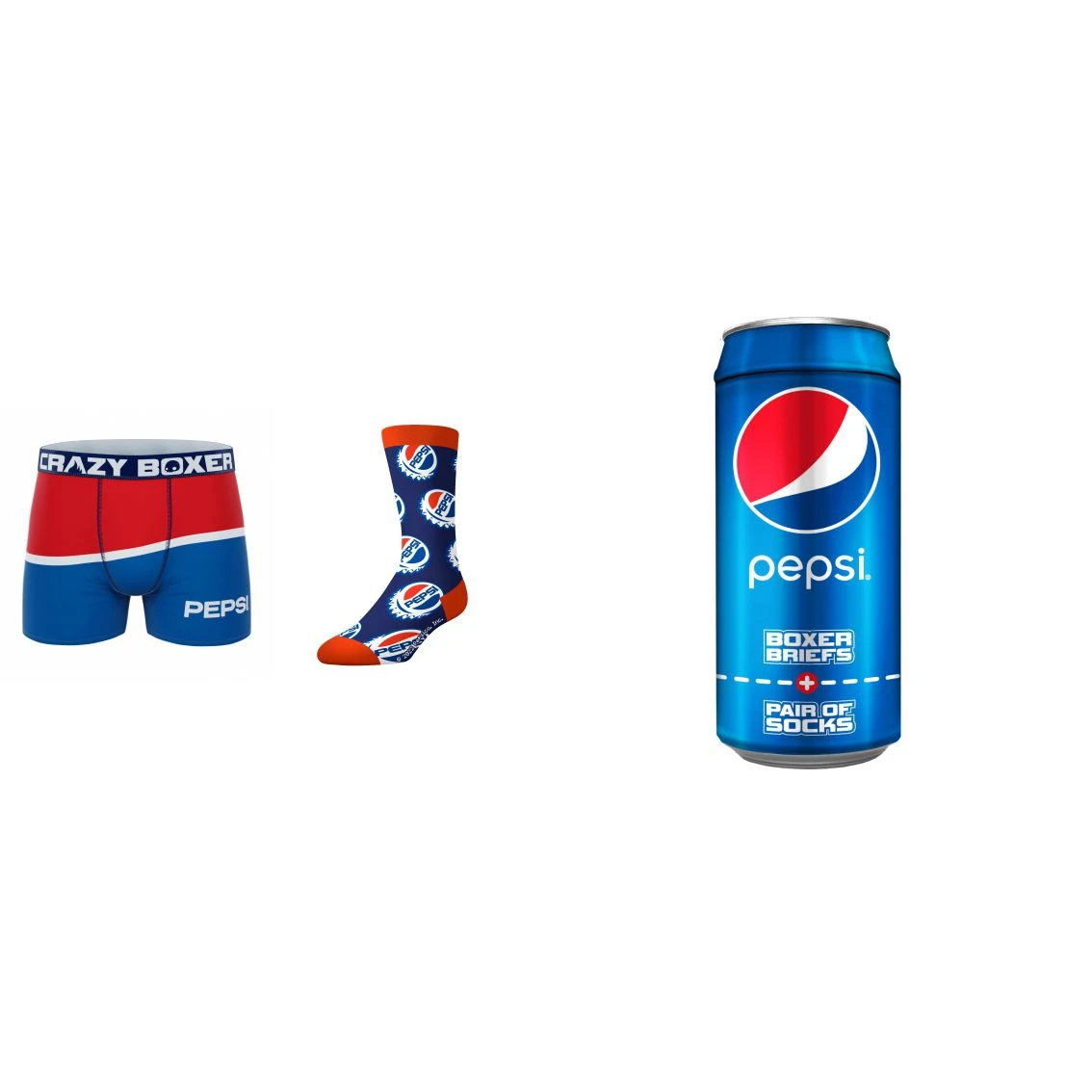 CRAZYBOXER Pepsi Wave & Lid Men's Boxer Briefs And Socks (Creative Packaging) 3 CRAZYBOXER Pepsi Wave & Lid Men's Boxer Briefs And Socks (Creative Packaging)