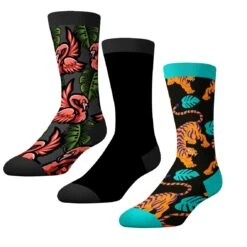 CrazyUniverse Flamingo And Tiger Crew Socks (3 Pack)