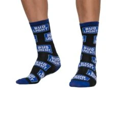 Socks By CRAZYBOXER Bud Light Can And Logo Crew Socks (3 Pack) -Crazyboxer Sales Store CSBUD0101X3A2 5