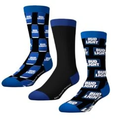 Socks By CRAZYBOXER Bud Light Can And Logo Crew Socks (3 Pack)