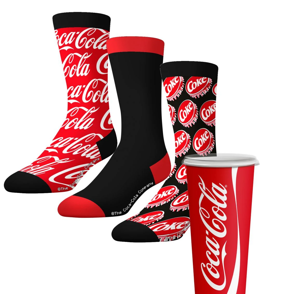 CrazyUniverse Coca-Cola Cursive & Caps Adult Crew Socks (3 Pairs,Cup) 3 CrazyUniverse Coca-Cola Cursive & Caps Adult Crew Socks (3 Pairs,Cup)