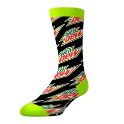 Socks By CRAZYBOXER Mountain Dew Logo And Green Crew Socks (3 Pack) -Crazyboxer Sales Store CSDEW0101X3A4 5