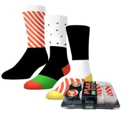 CrazyUniverse Sushi Adult Crew Socks (3 Pack) (Creative Packaging)