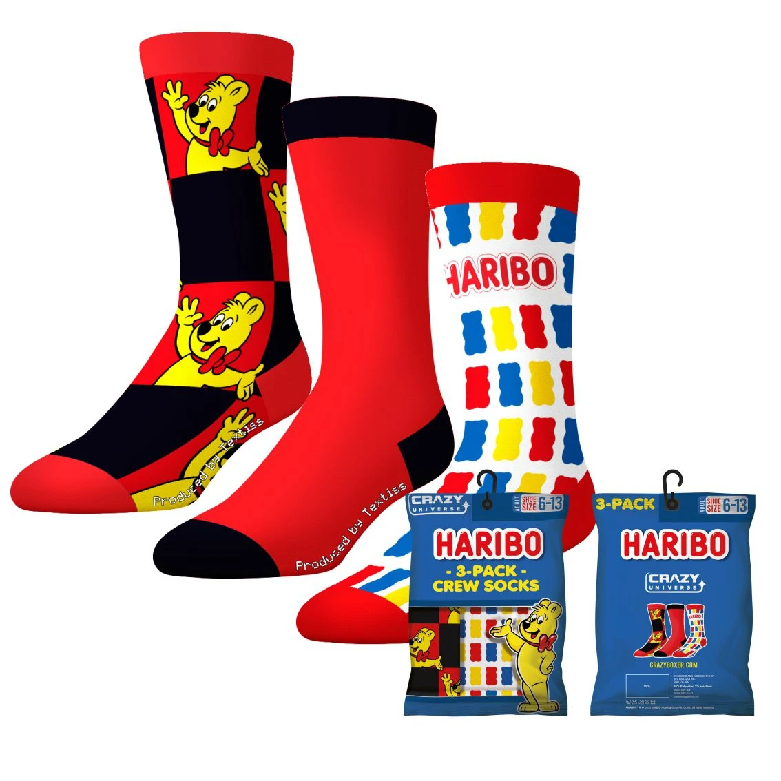 CrazyUniverse Haribo Bear & Candies Adult Crew Socks(3 Pairs) 3 CrazyUniverse Haribo Bear & Candies Adult Crew Socks(3 Pairs)