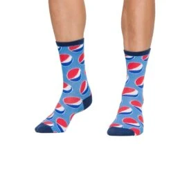 Socks By CRAZYBOXER Pepsi Logo And Lid Crew Socks (3 Pack) -Crazyboxer Sales Store CSPEP0101X3A1 2