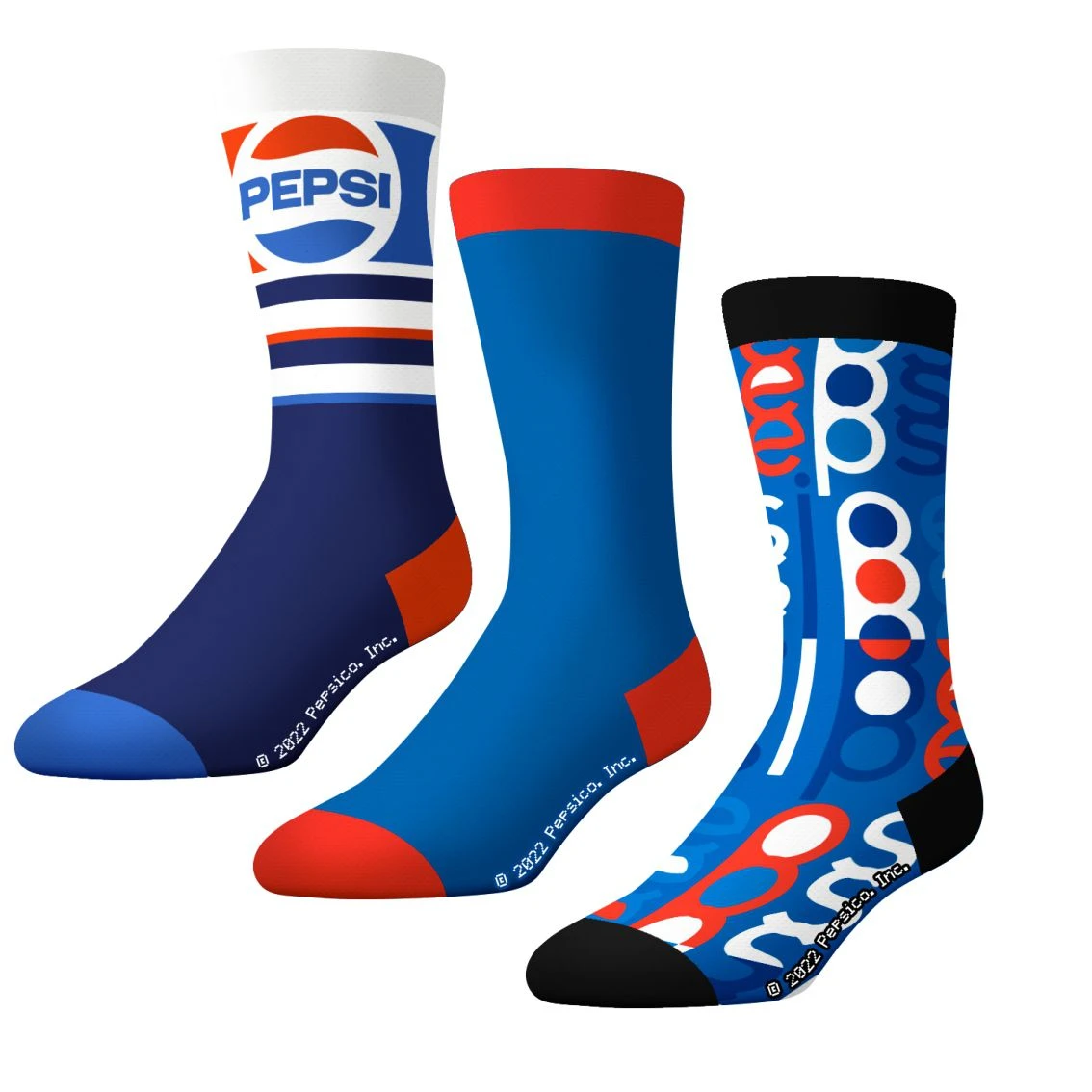 Socks By CRAZYBOXER Pepsi Logo Crew Socks (3 Pack) 3 Socks By CRAZYBOXER Pepsi Logo Crew Socks (3 Pack)