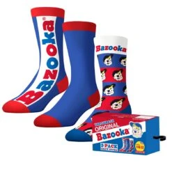 CRAZYUNIVERSE Bazooka Joe & Logo Adult Crew Socks (3 Pairs, Wrapper)
